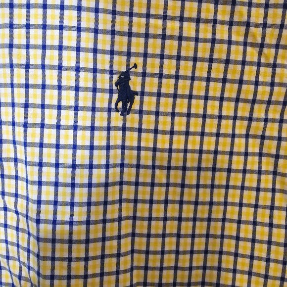 Ralph Lauren Classic Fit Button Down Shirt Size XL Men's Long Sleeve Yellow Blue - Picture 5 of 5